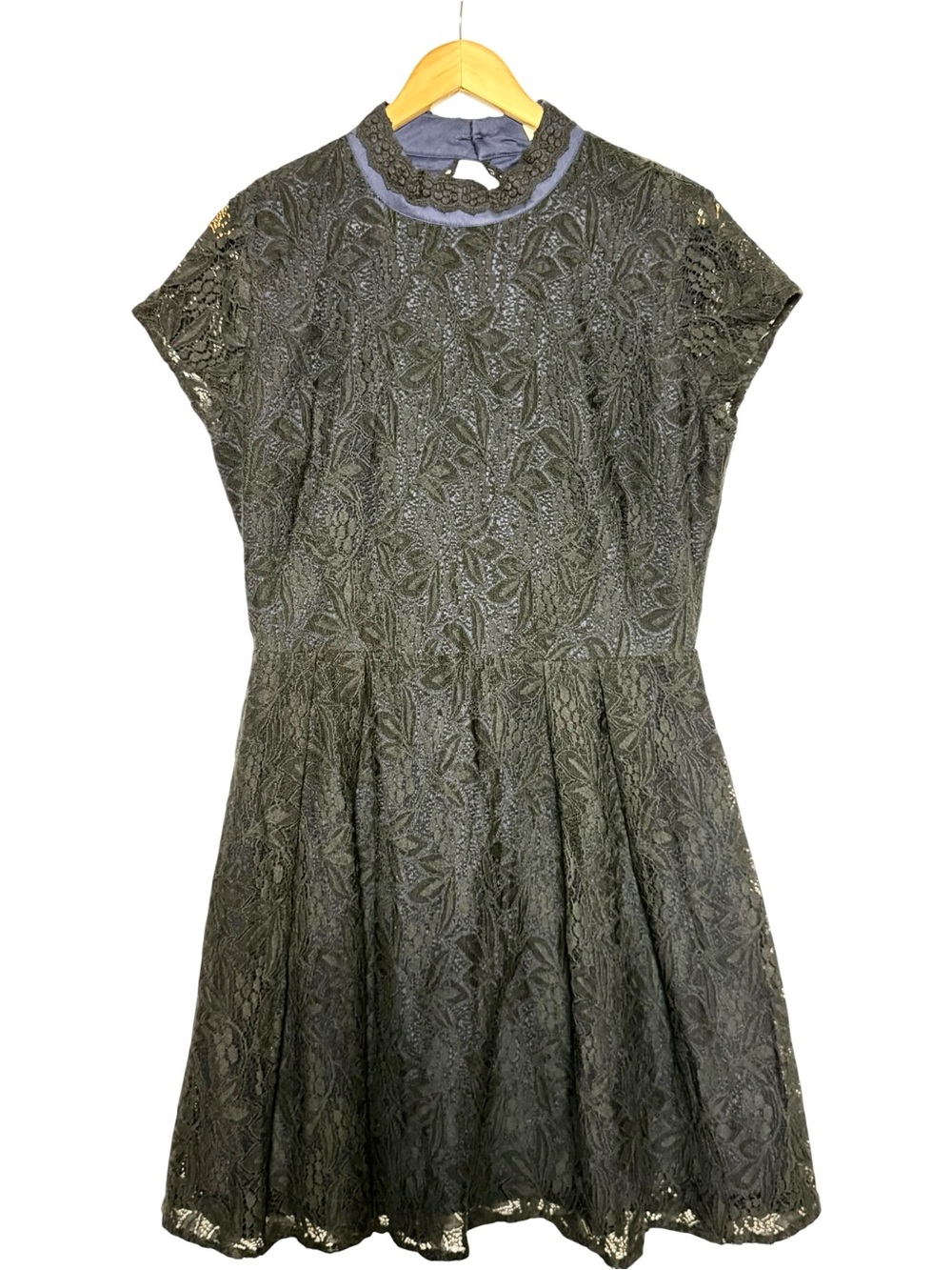 Louche London Black Lace Open Back Fit & Flare Dress Size NWT